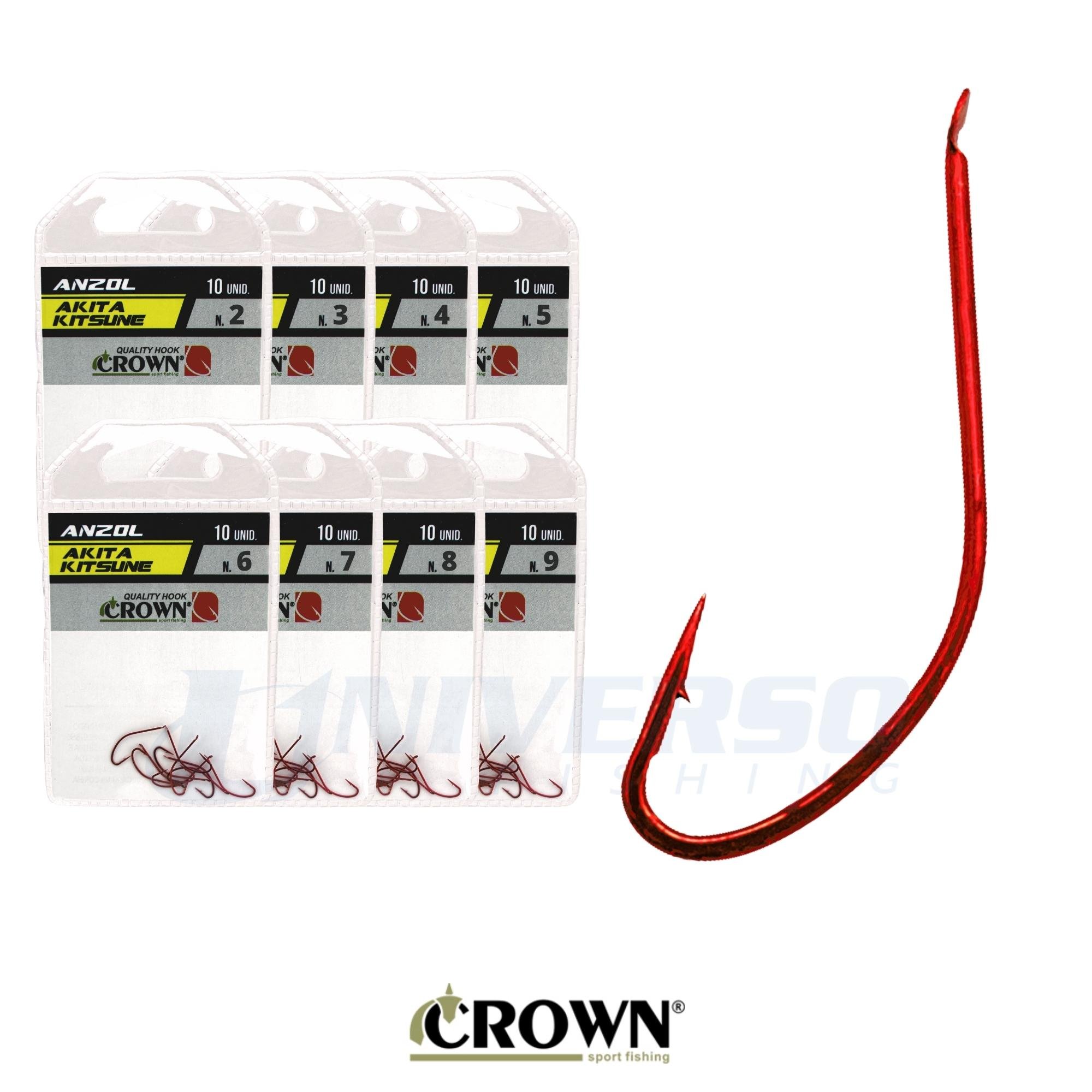 Anzol Crown Akita Kitsune Sem Furo (Chapinha) | Cartela com 10 Un