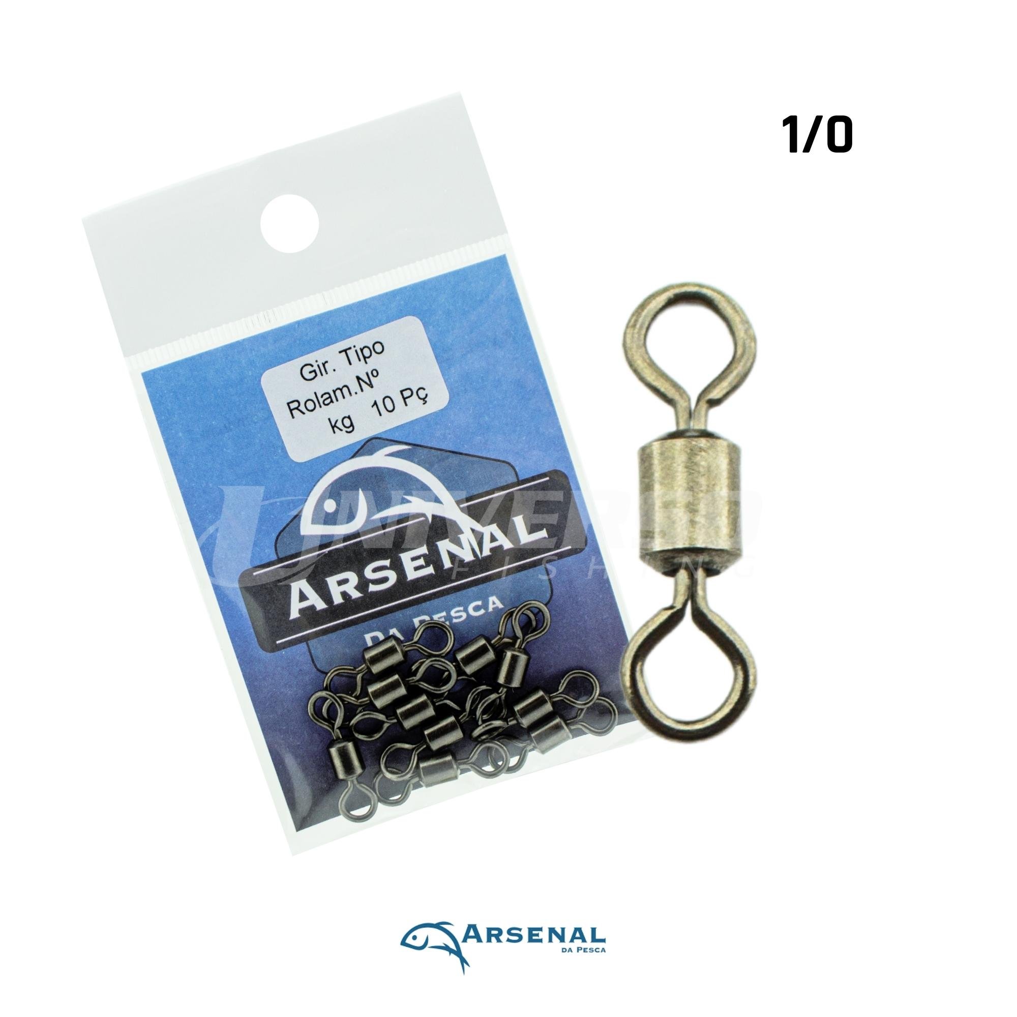 Girador Arsenal da Pesca Rolamentado Black Nickel - 10pçs N°1/0