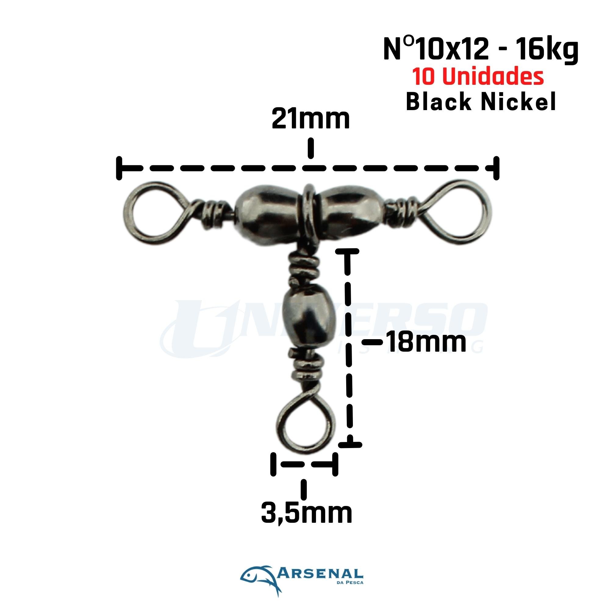 Girador Triplo Arsenal da Pesca Black Nickel - 10pçs Nº 10x12