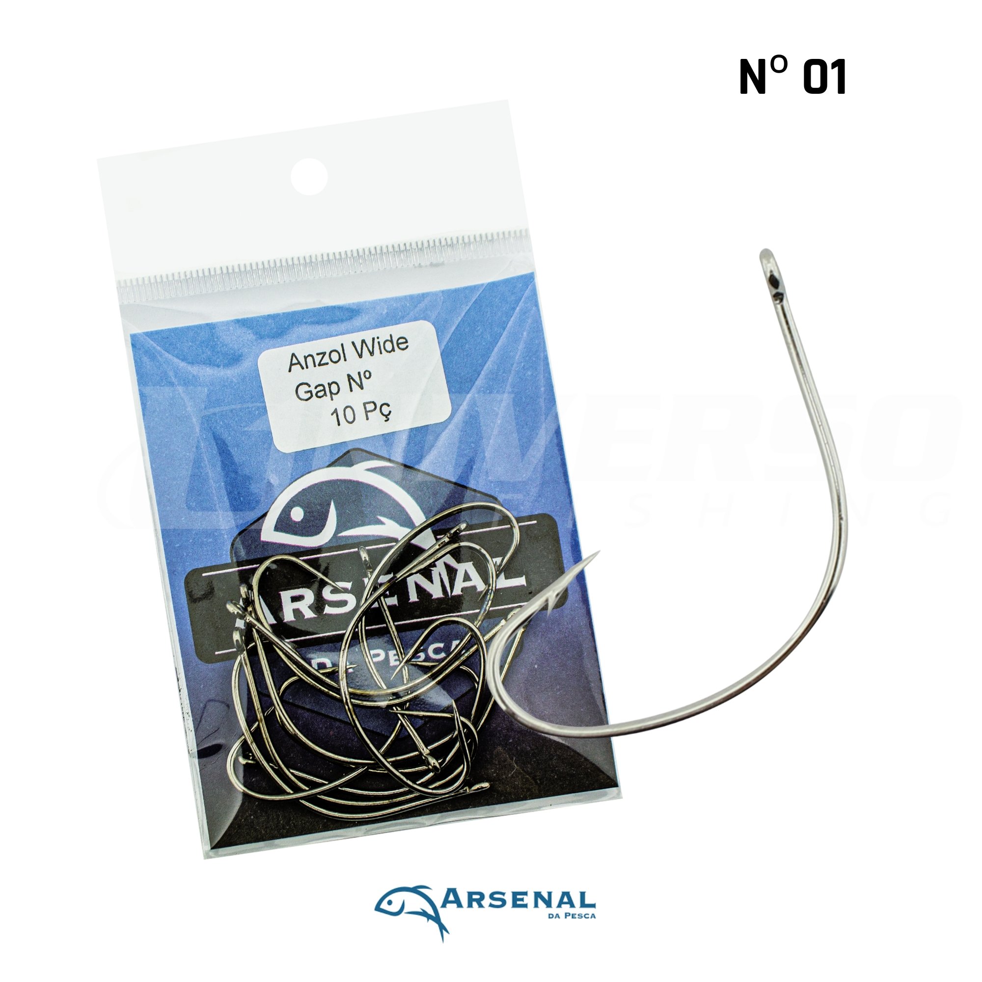 あらし　　2/4 Anzol Arsenal da Pesca Wide Gap Black Nickel - 10pçs Nº 01