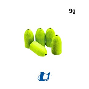 Chumbada Bullet (Bala) Amarela c/ 5 Unidades | Universo Fishing