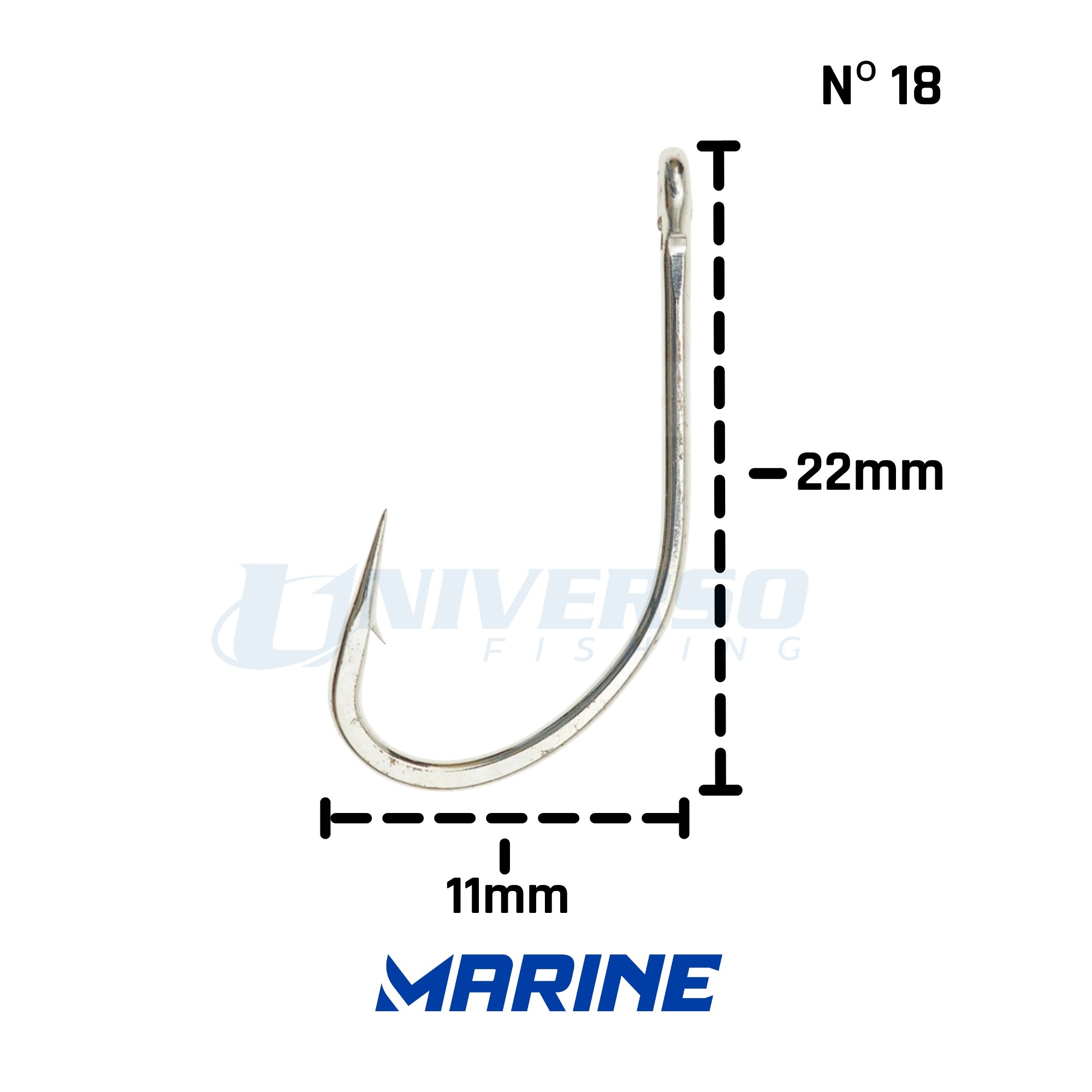 Anzol Marine Maruseigo Nickel Nº 18 c/ 50 Un.