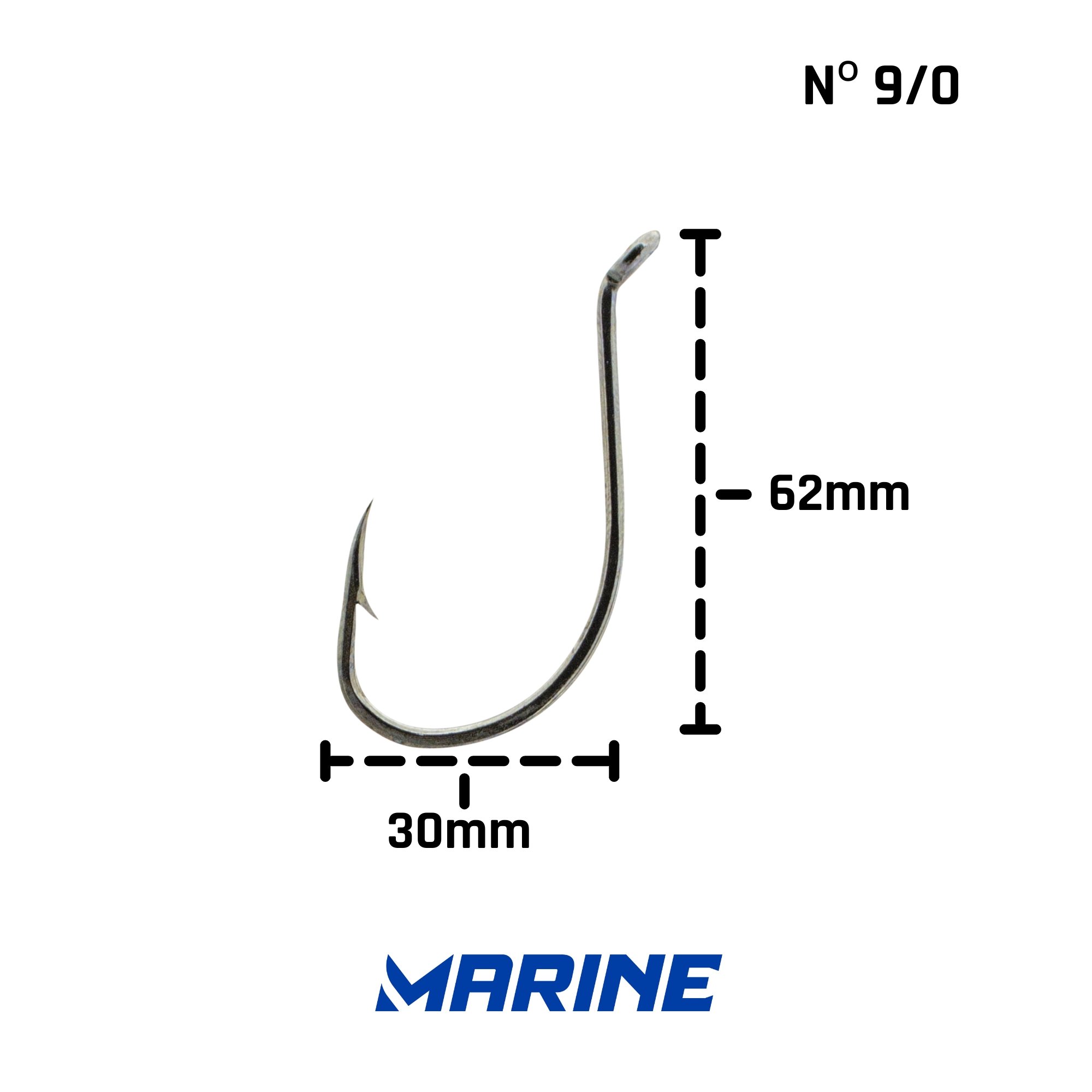 Anzol Marine Black Nickel 12146 9/0 c/ 10 Un.