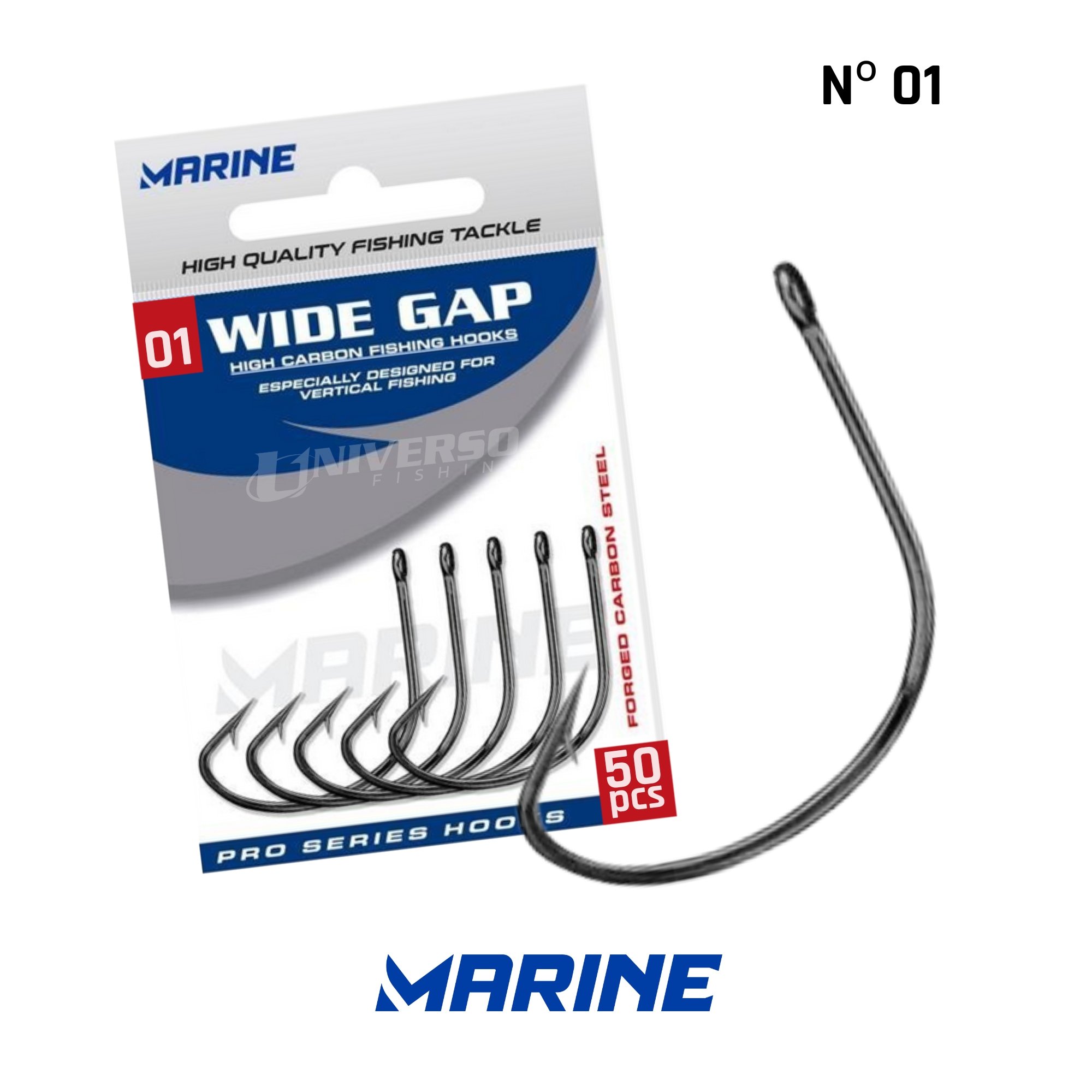 Anzol Marine Wide Gap Black Nickel Nº 01 c/ 50Un.