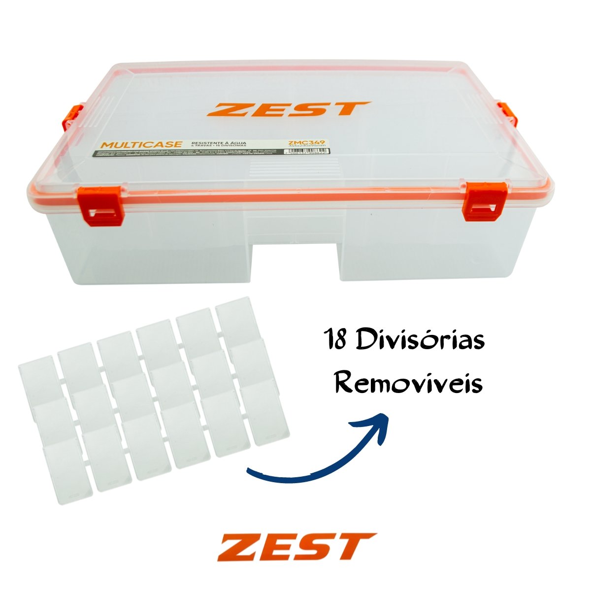 Caixa Multicase Zest ZMC 349 c/ 18 Divisórias Removíveis