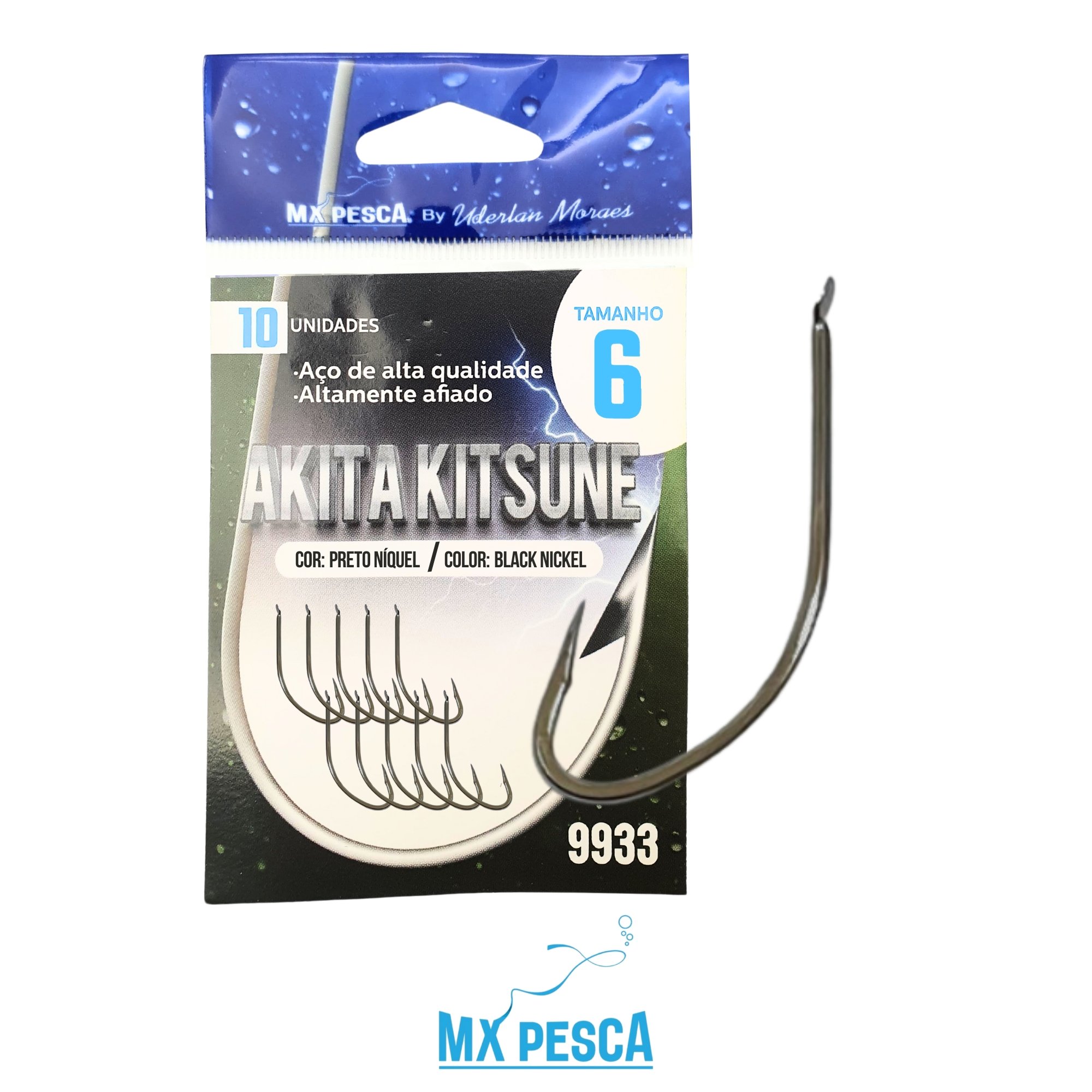 Anzol MX Pesca Akita Kitsune Preto Nº 7