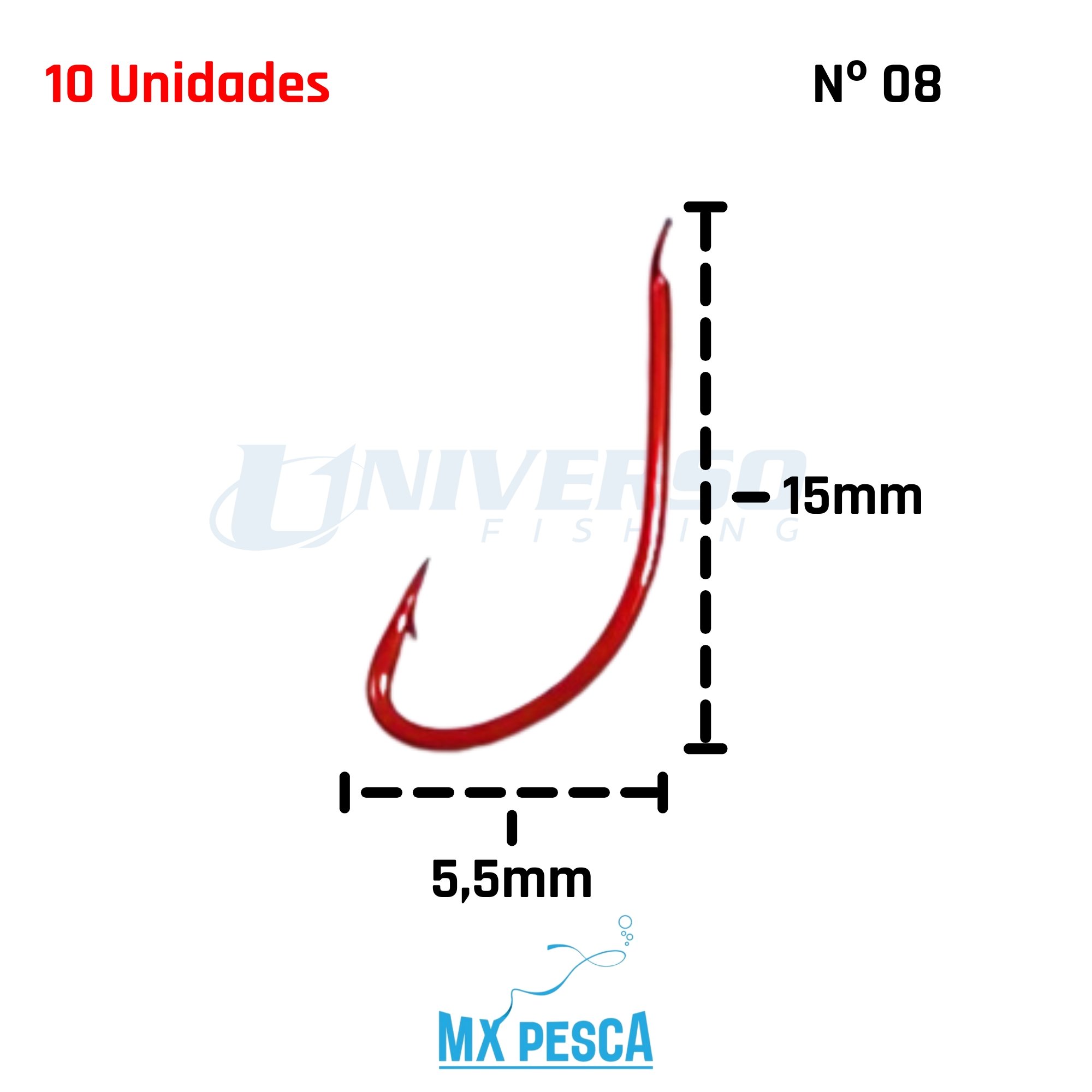 Anzol MX Pesca Akita Kitsune Vermelho Nº 8