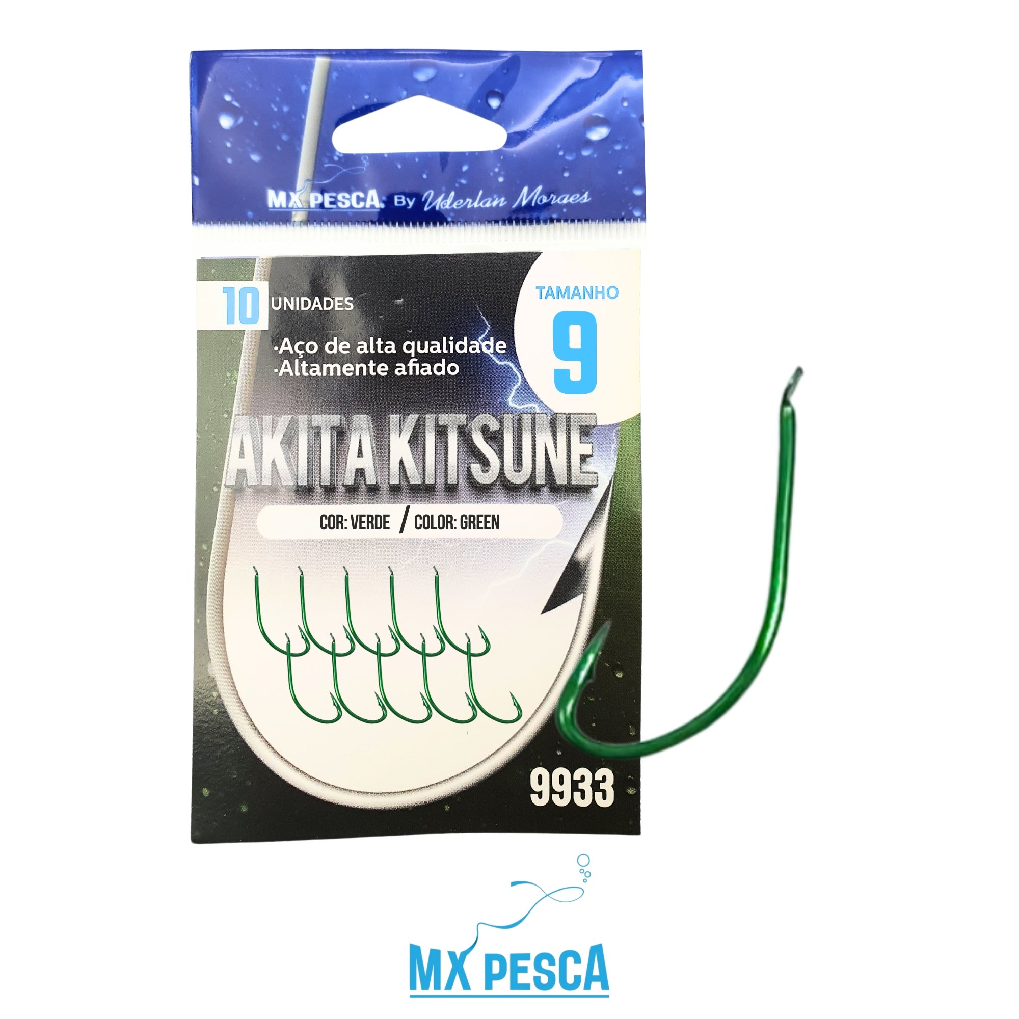 Anzol MX Pesca Akita Kitsune Verde Nº 9