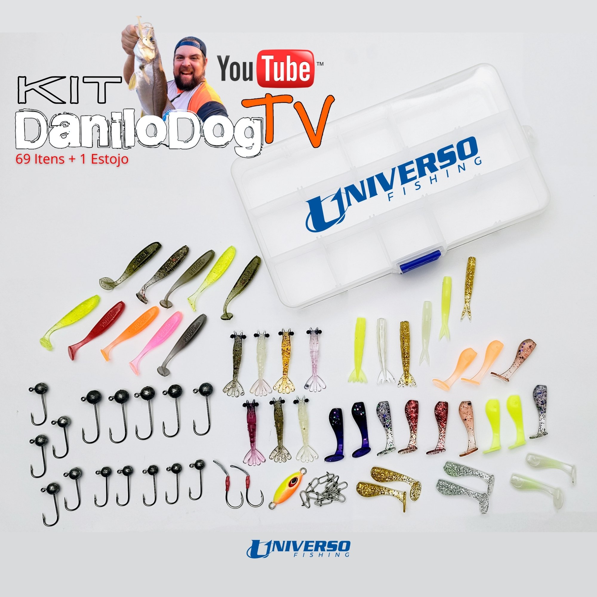 Kit de iscas DogTvUltra Light | 69 Itens + Estojo 17cm