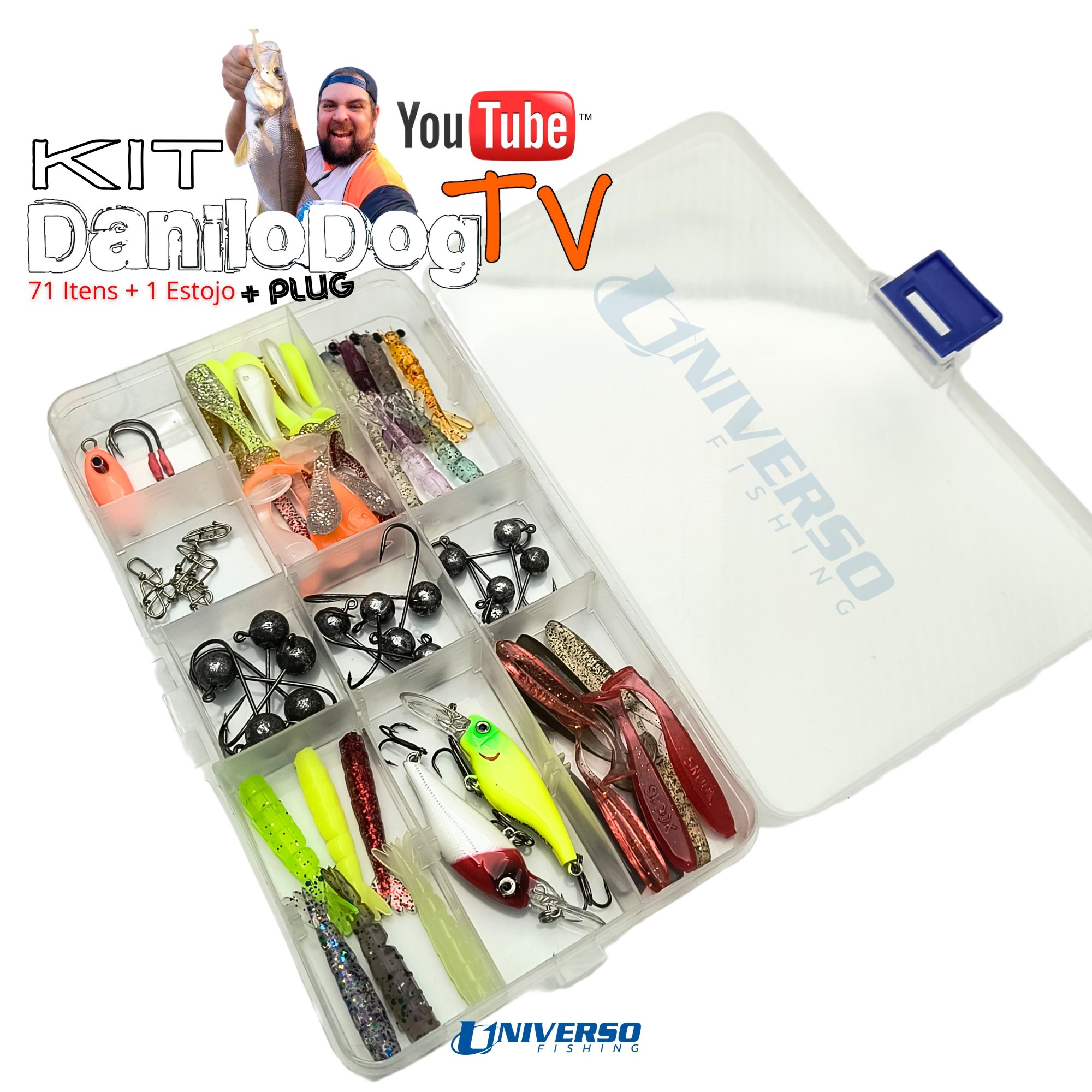 Kit de iscas DogTv Ultra Light |71 Itens + Plug c/ Estojo 17cm #027