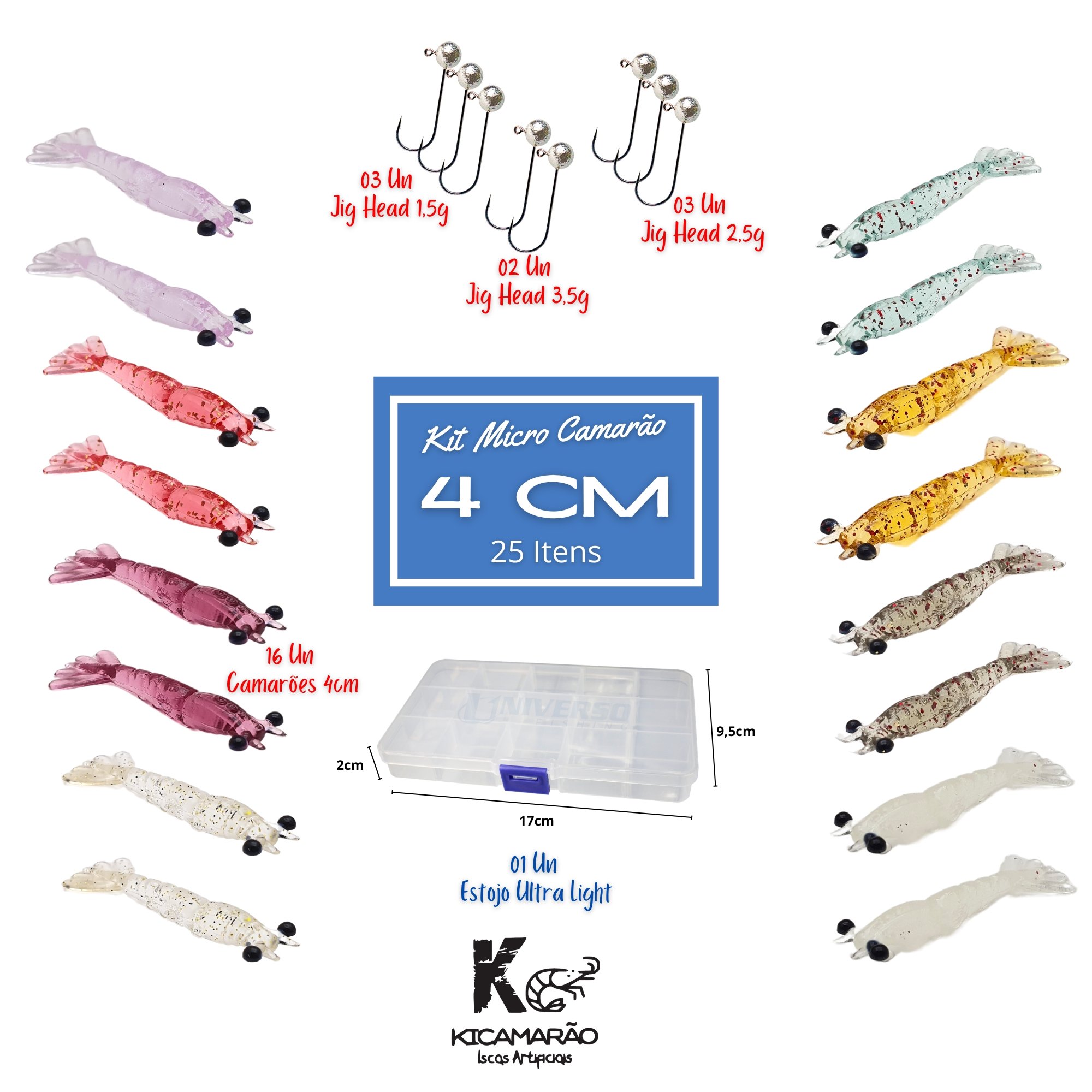 Kit Kicamarão Micro Camarão 4cm - com 25 Itens #013