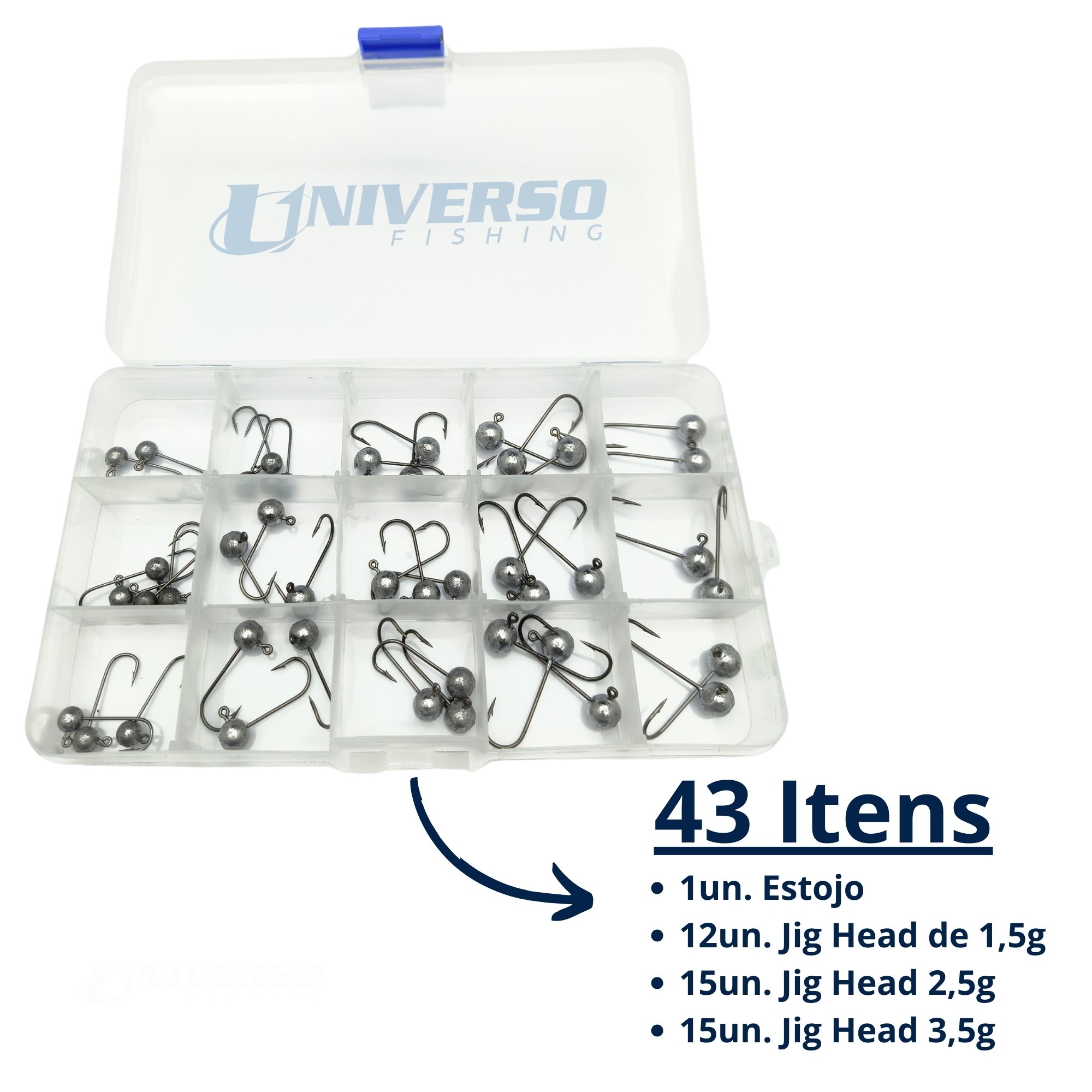 Kit Jig Head Ultra Light c/ 42 Itens + Estojo 17cm #003