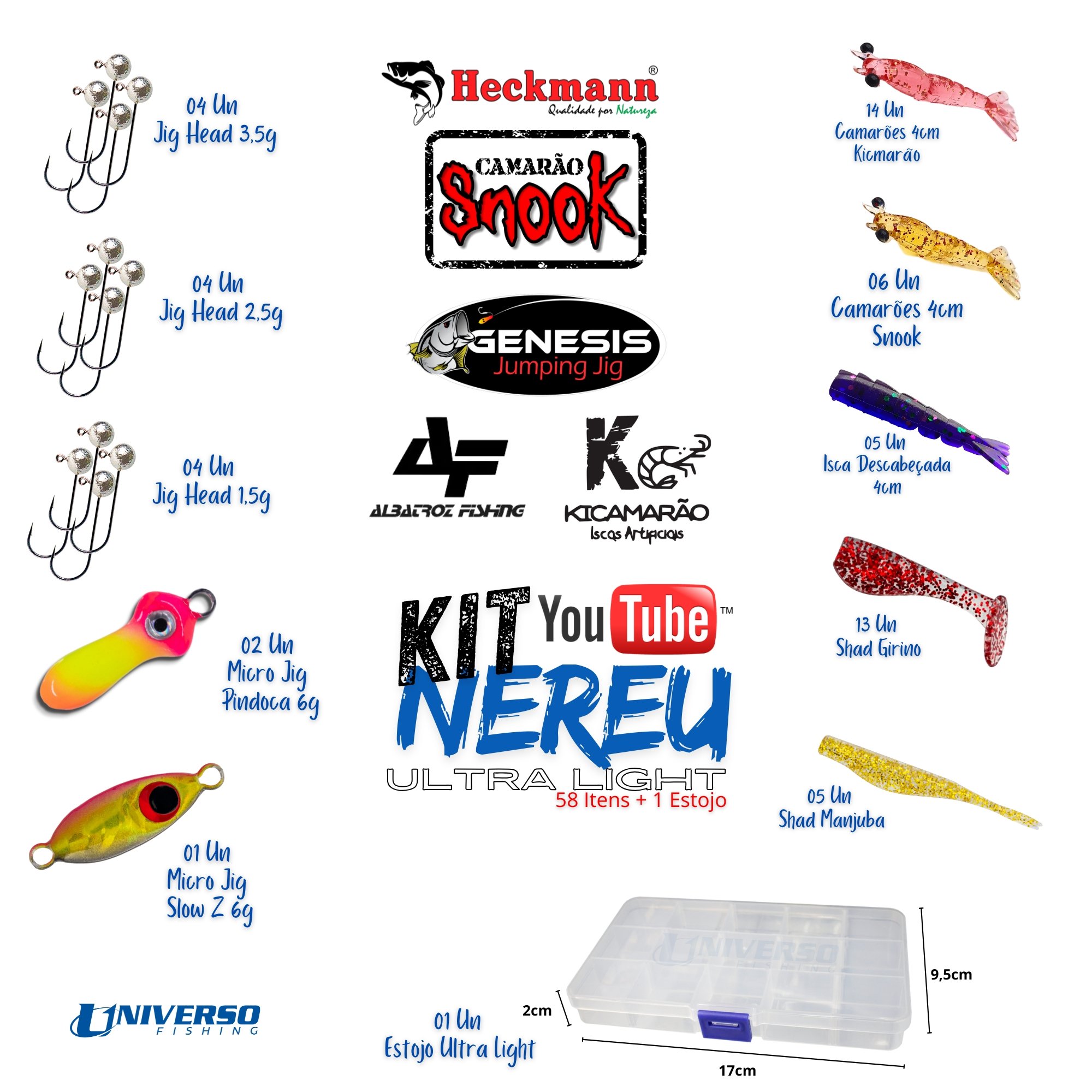 Kit Nereu Ultra Light 58 Itens + Estojo 17cm