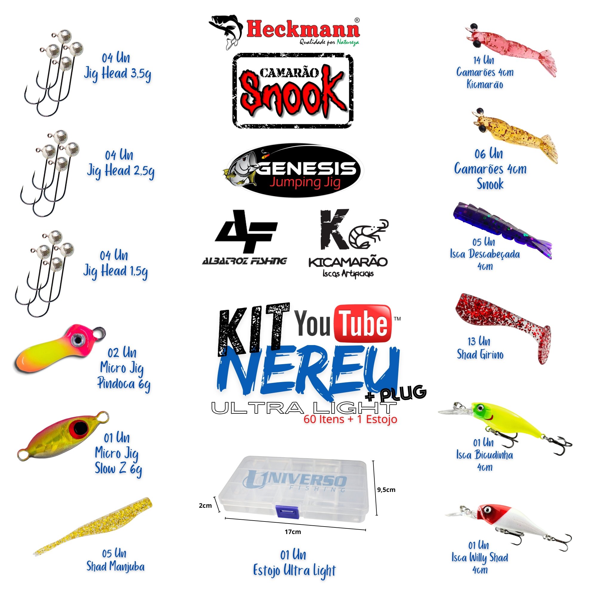 Kit Nereu Ultra Light 60 Itens + Estojo 17cm (Plug) #041