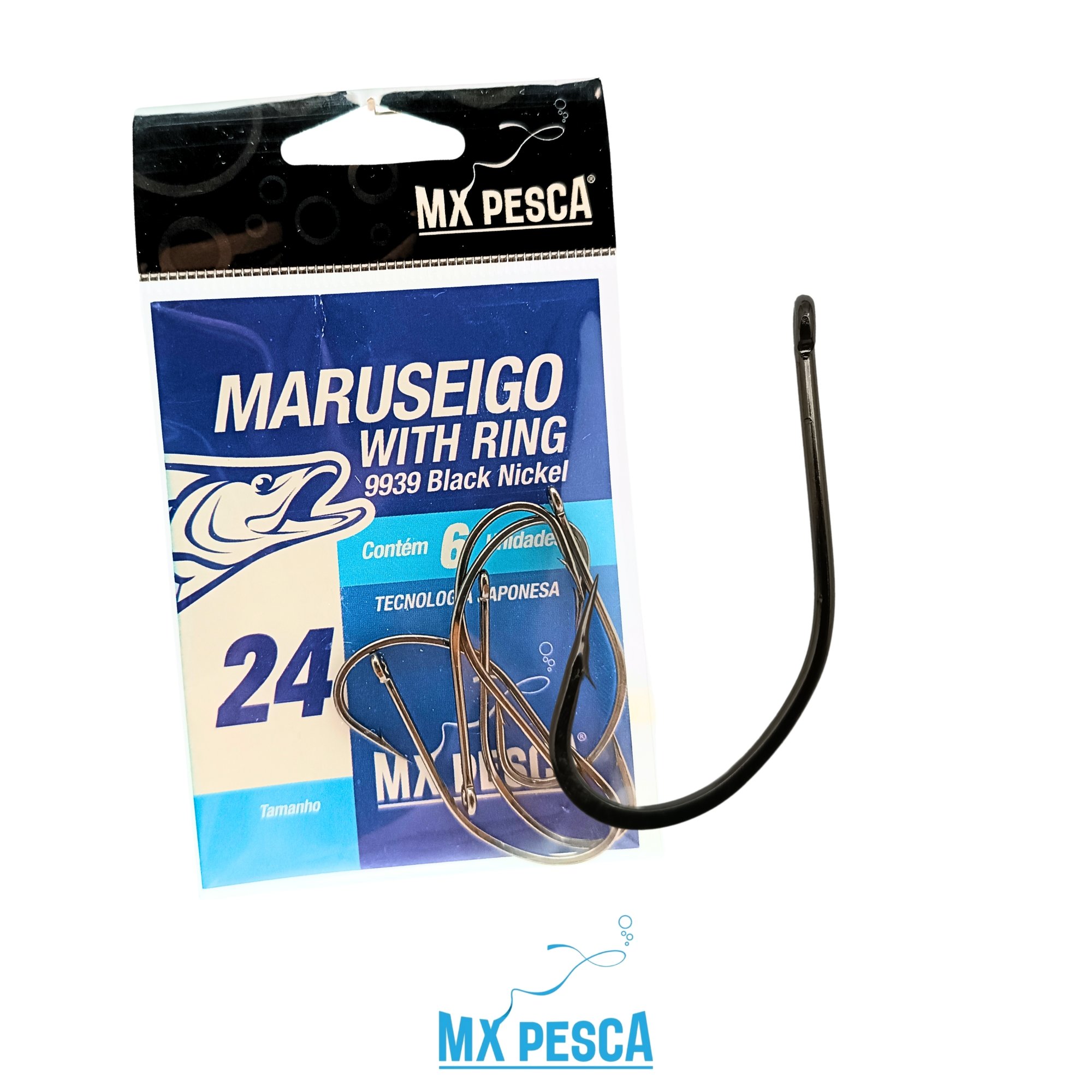 Anzol MX Pesca Maruseigo With Ring 9939 Black Nickel - 1/0