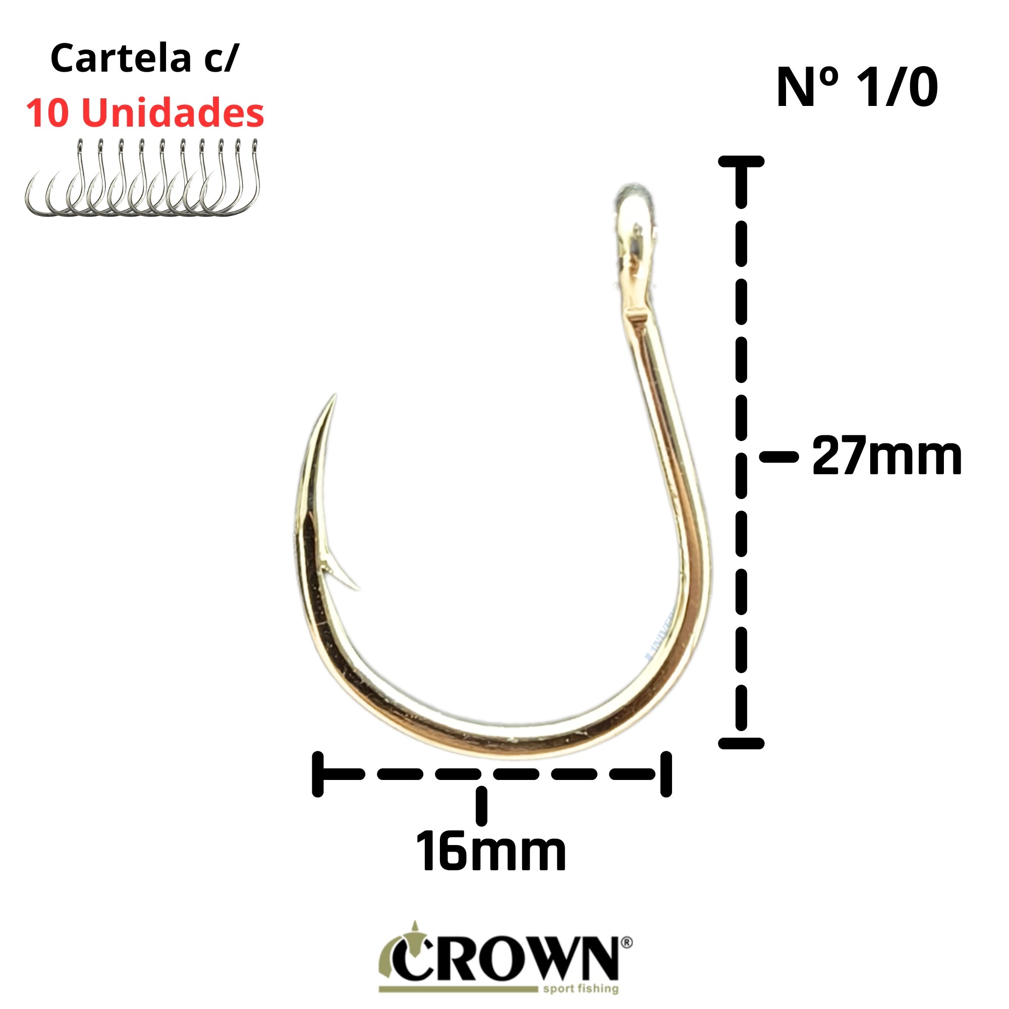 Anzol Support Hook Crown CR56 - Cartela c/ 10 Unidades 1/0