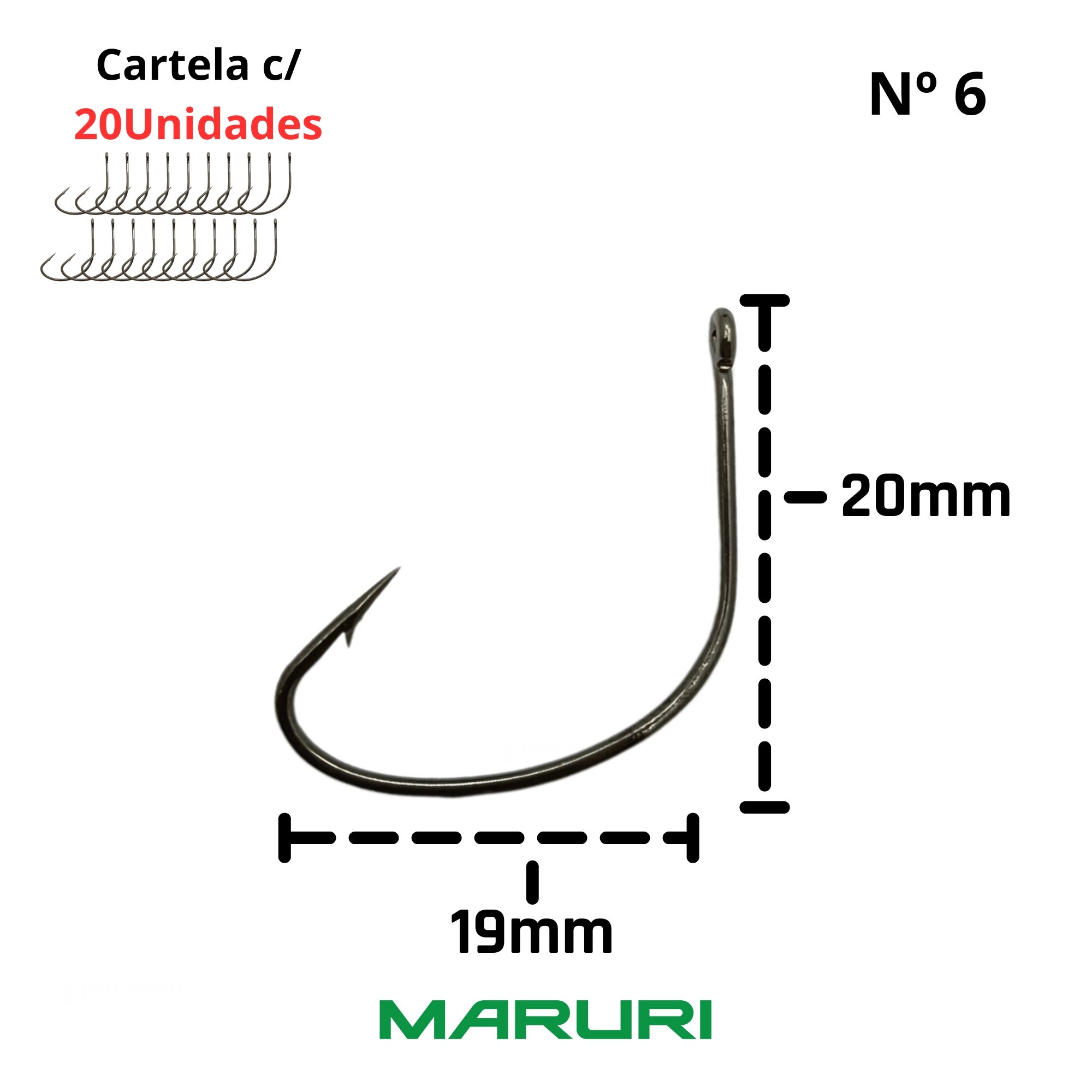 Anzol Maruri Pinnacle Wide Gap Nº 06 - 20 pçs