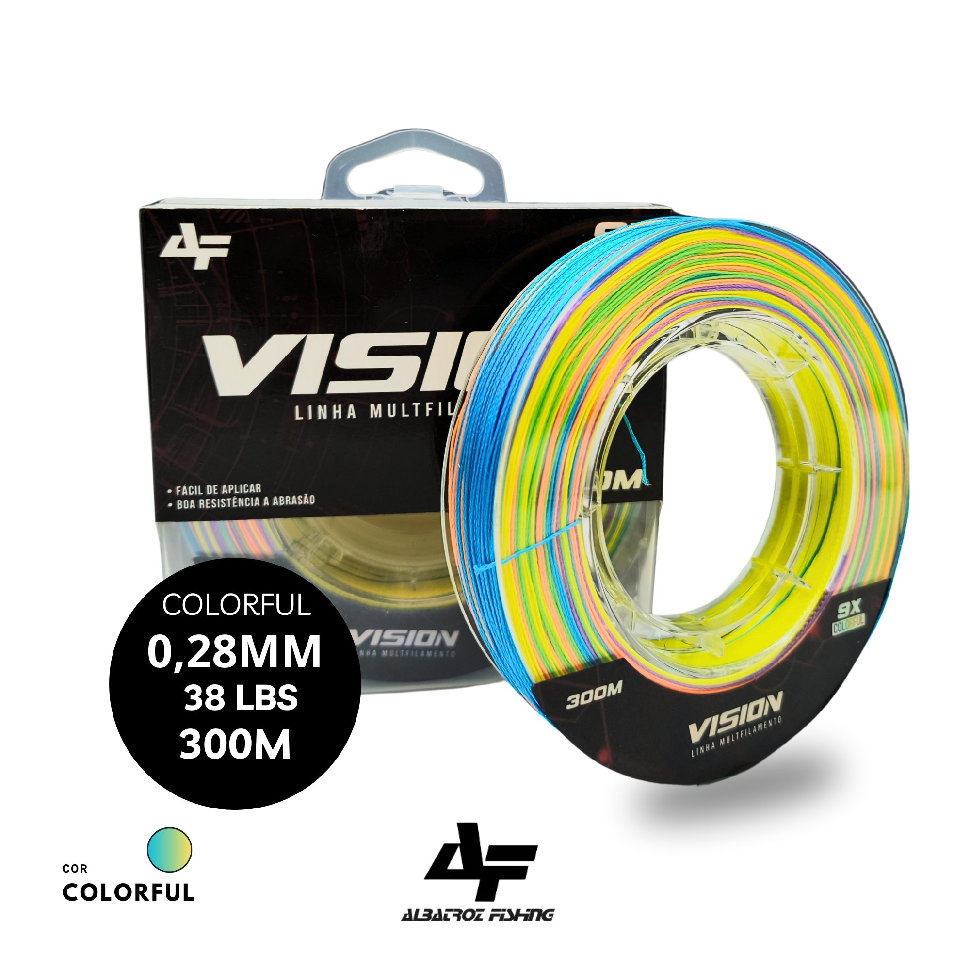 Linha Multifilamento Albatroz Vision 9x Colorful - 300m - 0.28mm