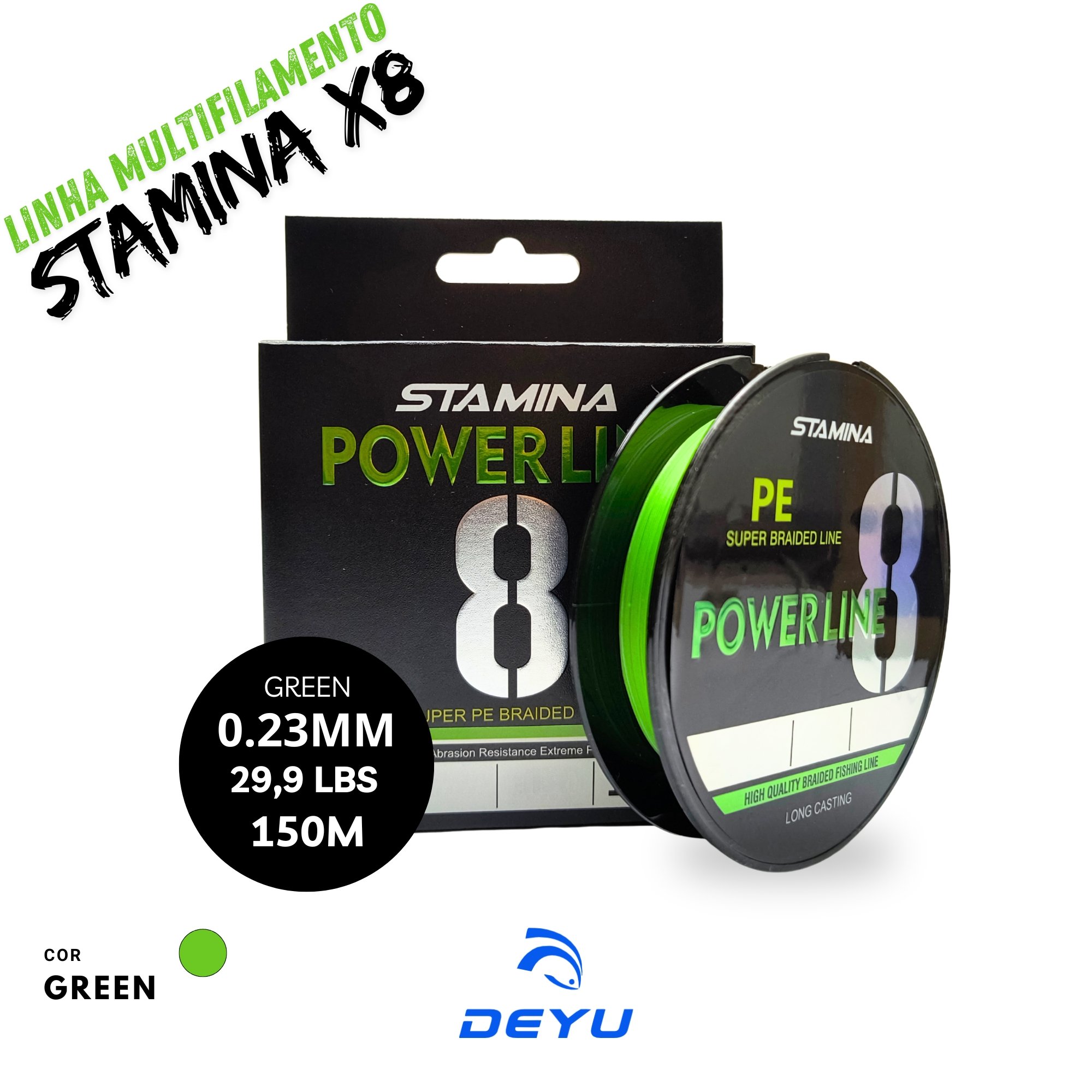 Linha Multifilamento Powerline Stamina 8x Green - 150m - 0,23mm