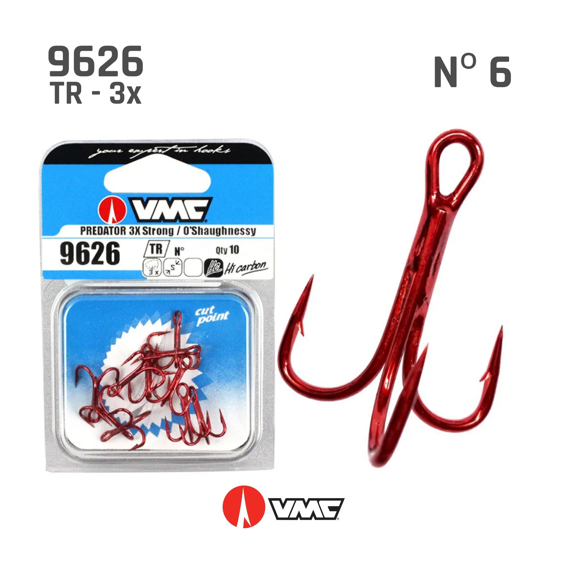 Garatéia 9626 PREDATOR VMC 3X Strong TR Nº8 C/ 10 Un.
