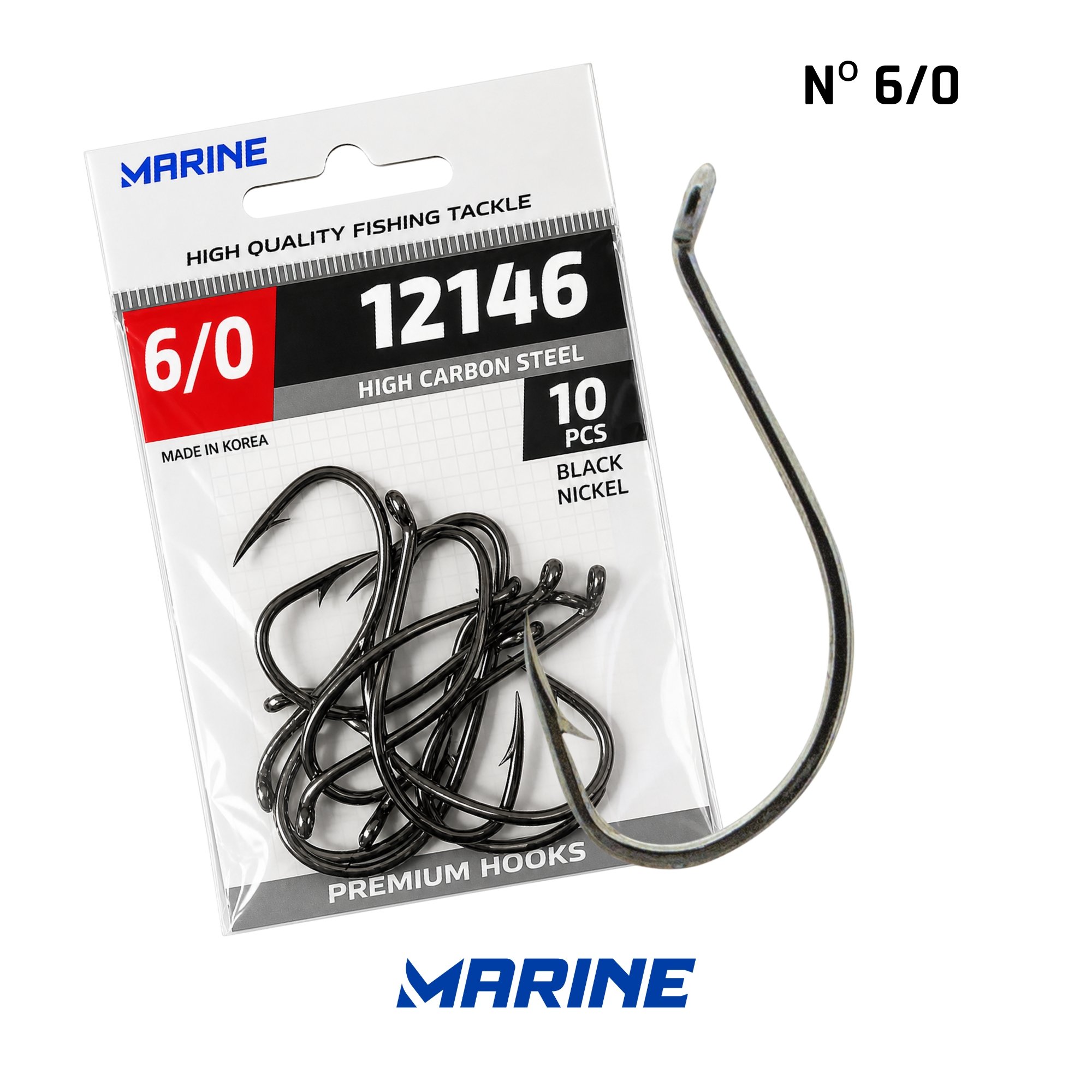 Anzol Marine Black Nickel 12146 6/0 c/ 10 Un.