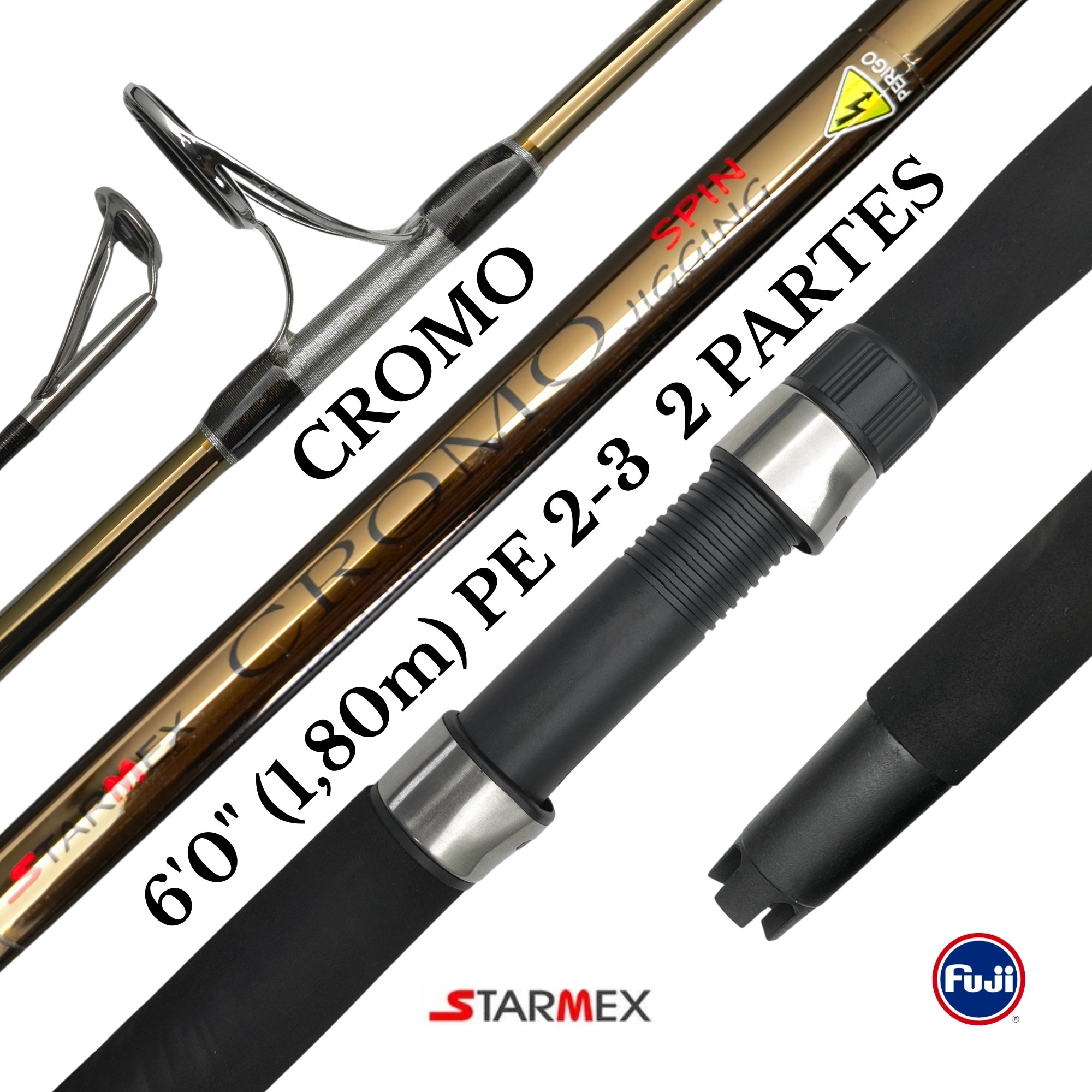 Vara Starmex Cromo Jigging | 6'0 (1,80m) PE 2 - 3 Molinete (2
